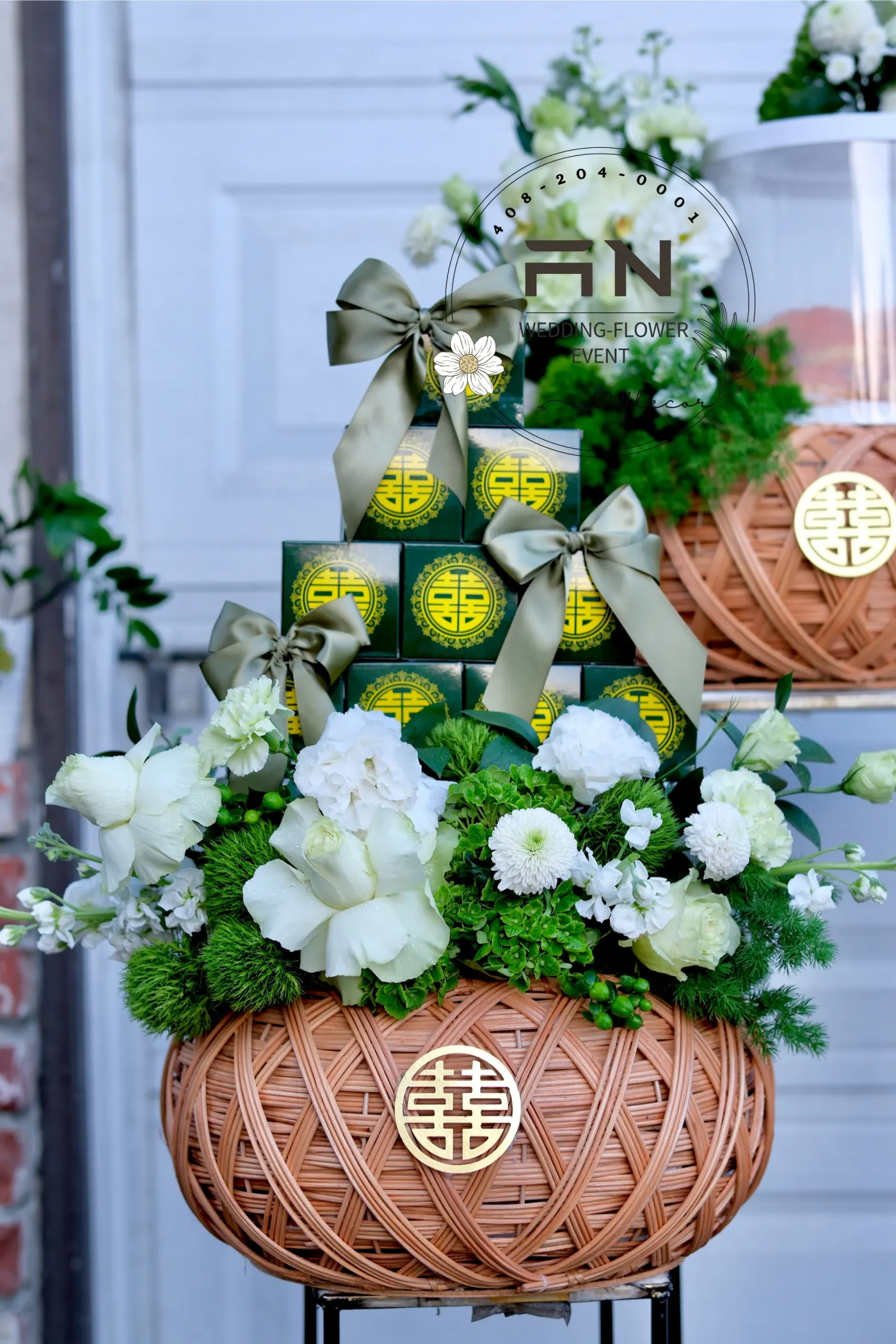 Mâm quả Style 3 — rattan gift tower