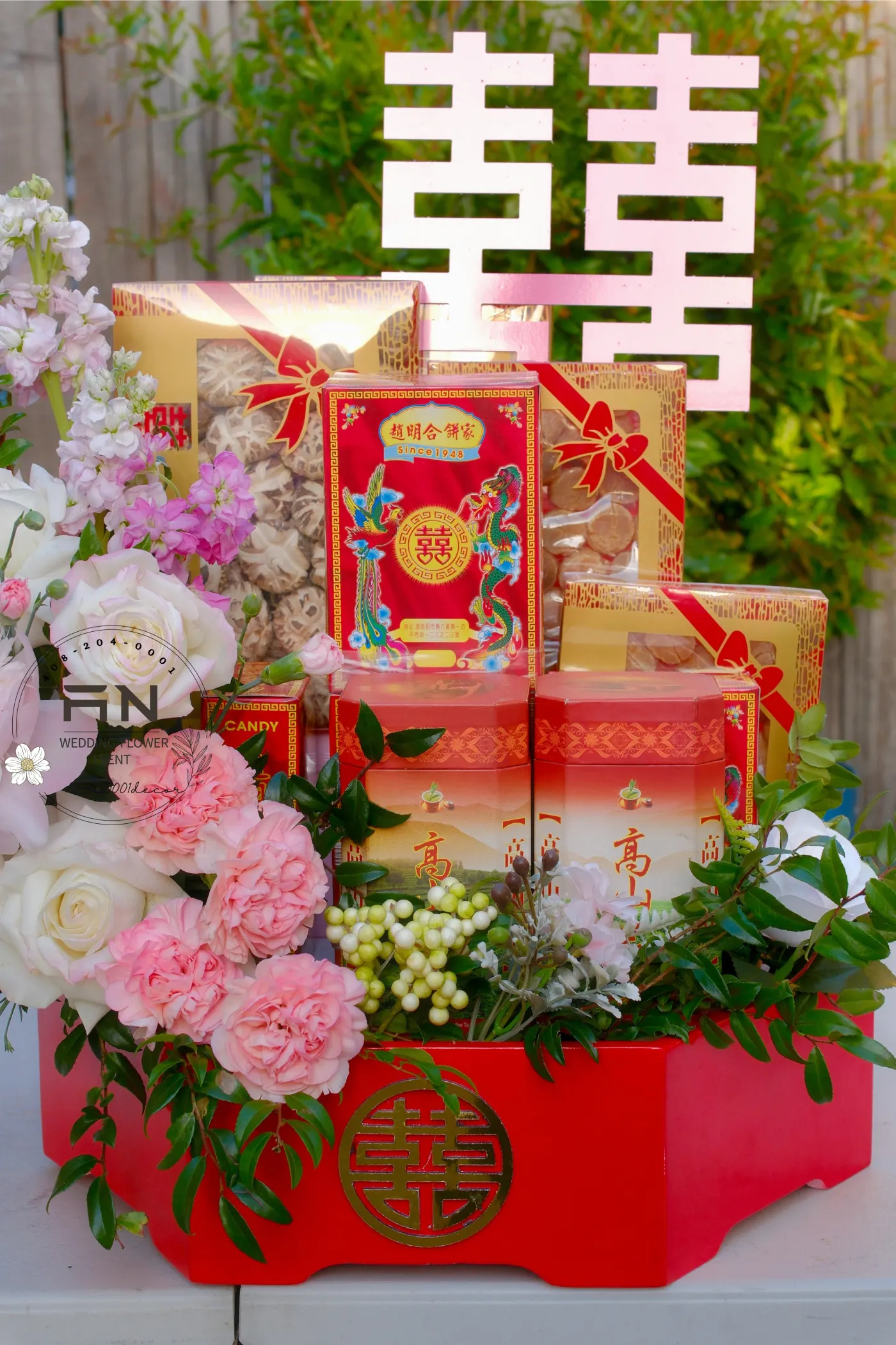 Mâm quả Style 5 — pink 囍 celebration